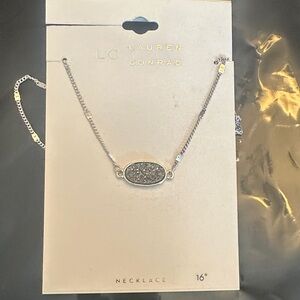 🎁 LC Lauren Conrad Silver Necklace with Glittering Black Oval